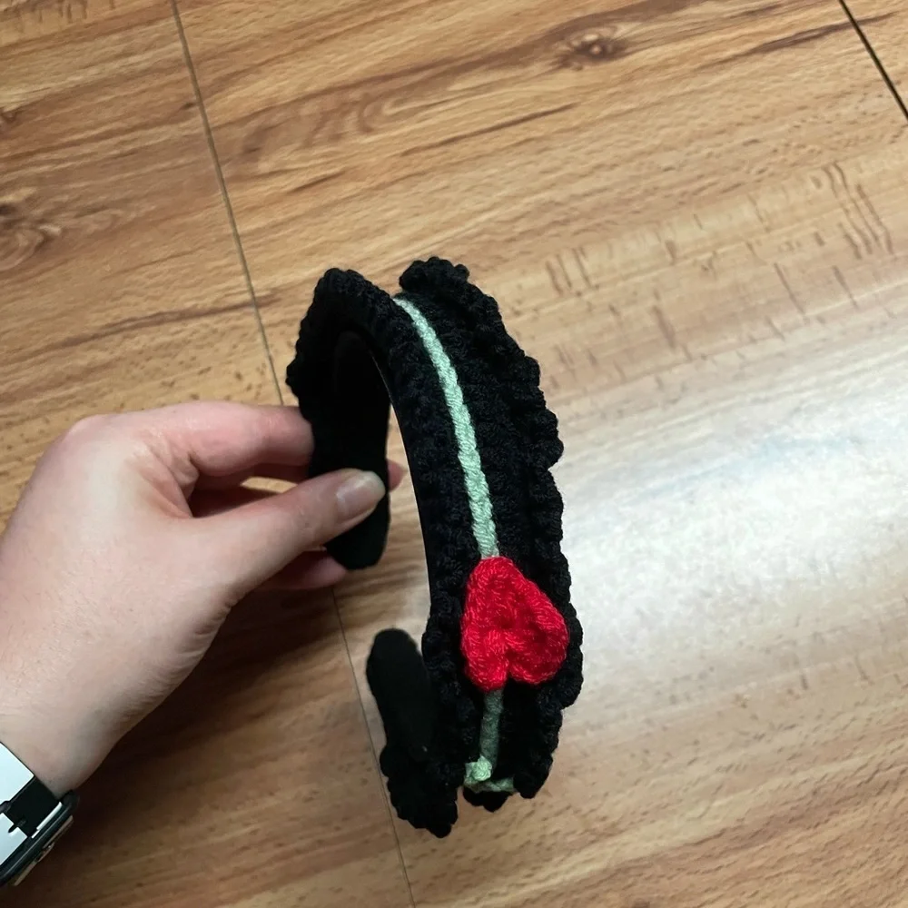 Heart Flower Knit/ Crochet Headband